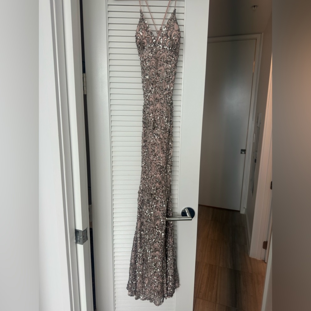 Camille La Vie Blush Pink Sequin Evening Gown